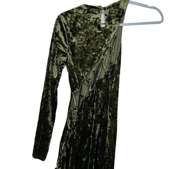 NEW Camila Coelho Gabriel Olive Green Velvet Strappy Maxi Dress Small - Picture 8 of 11